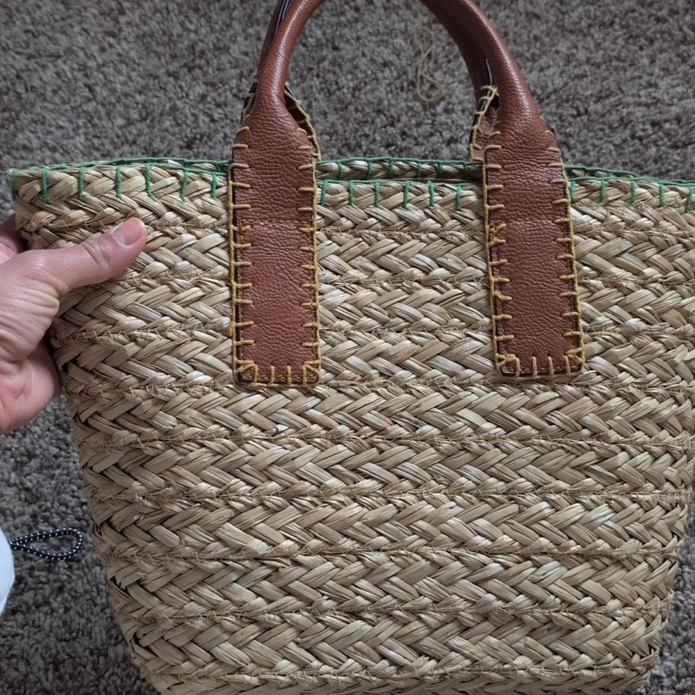 Universal Thread Faux Leather Wicker Woven Women's Basket Bag